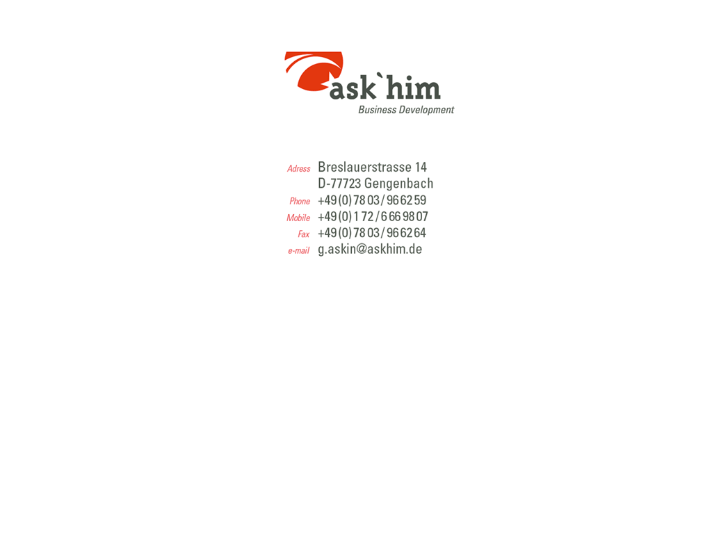 Visitenkarte: ask'him - Business Development